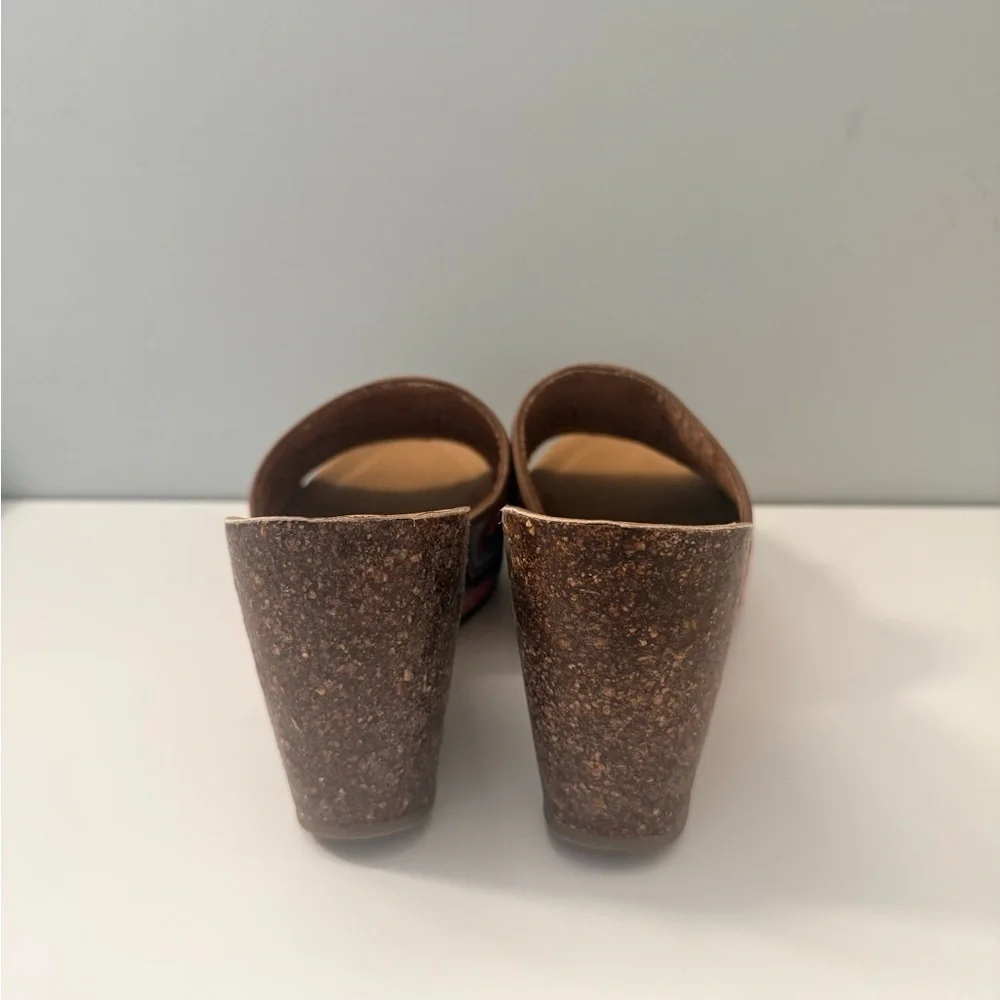 Blowfish Malibu Wedge Sandals 7.5 Multicolor Chevron Slide Cork Platform